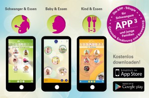 Die App-Trilogie „Schwanger & Essen“, „Baby & Essen“ sowie „Kind & Essen“ sind kostenlos im Apple-Store und Google Play Store zum Download verfügbar.