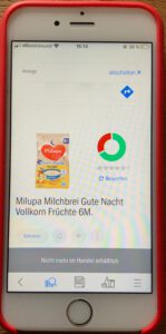 Das Foto zeigt den Scan zu den Inhaltsstoffen von Milupa Milchbrei für Babys 6 M